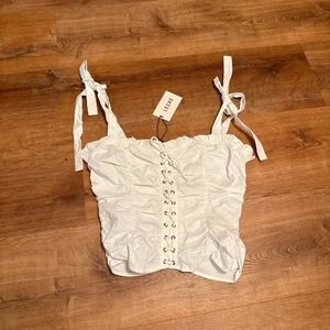 White Lace-Up Crop Top